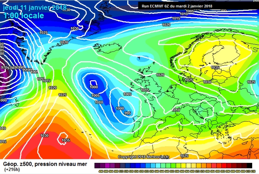 ECMWF van 2 januari kaart voor 11 jan